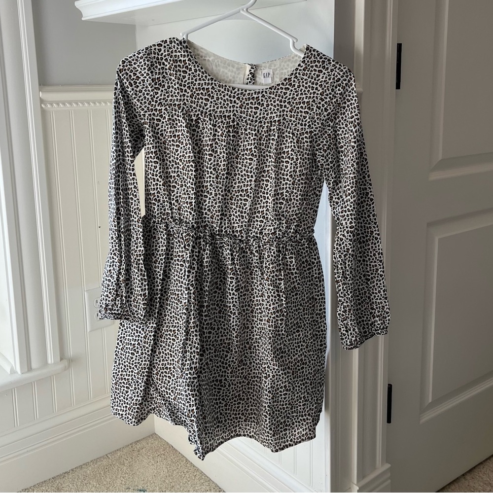 Gap Kids Animal Print Long Sleeve Cinched Waist Dress. Size: L.